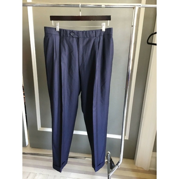 Barney's men suit navy flannel /white stripes 40R - Picture 7 of 8